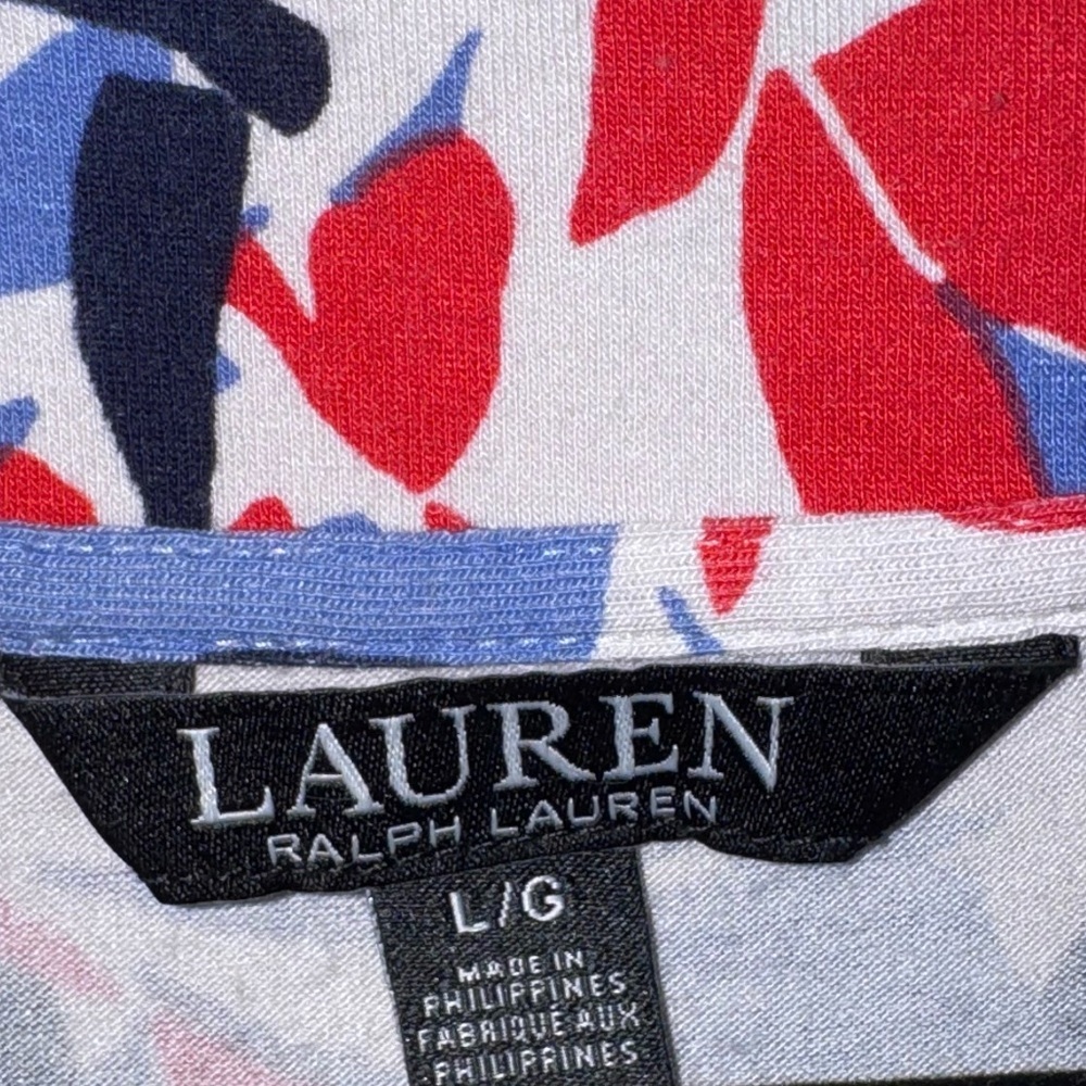 Lauren Ralph Lauren Floral Wrap Style Long Sleeve Top Size L Stretch - Picture 3 of 10